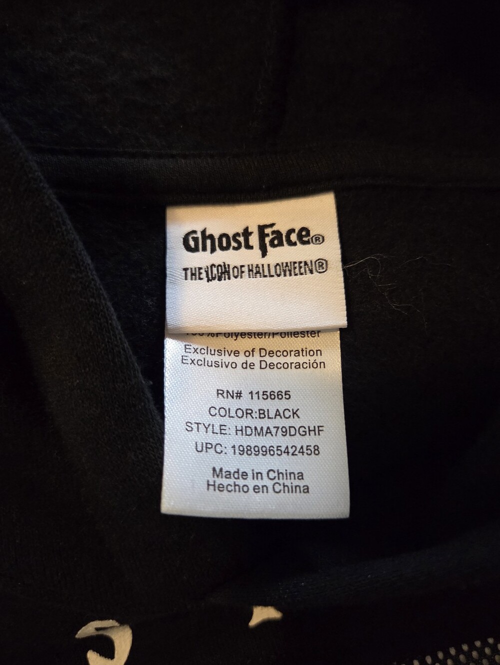 New Ghostface Adult Graphic Black Pullover Hoodie with Long Sleeves Size XS - Picture 11 of 16
